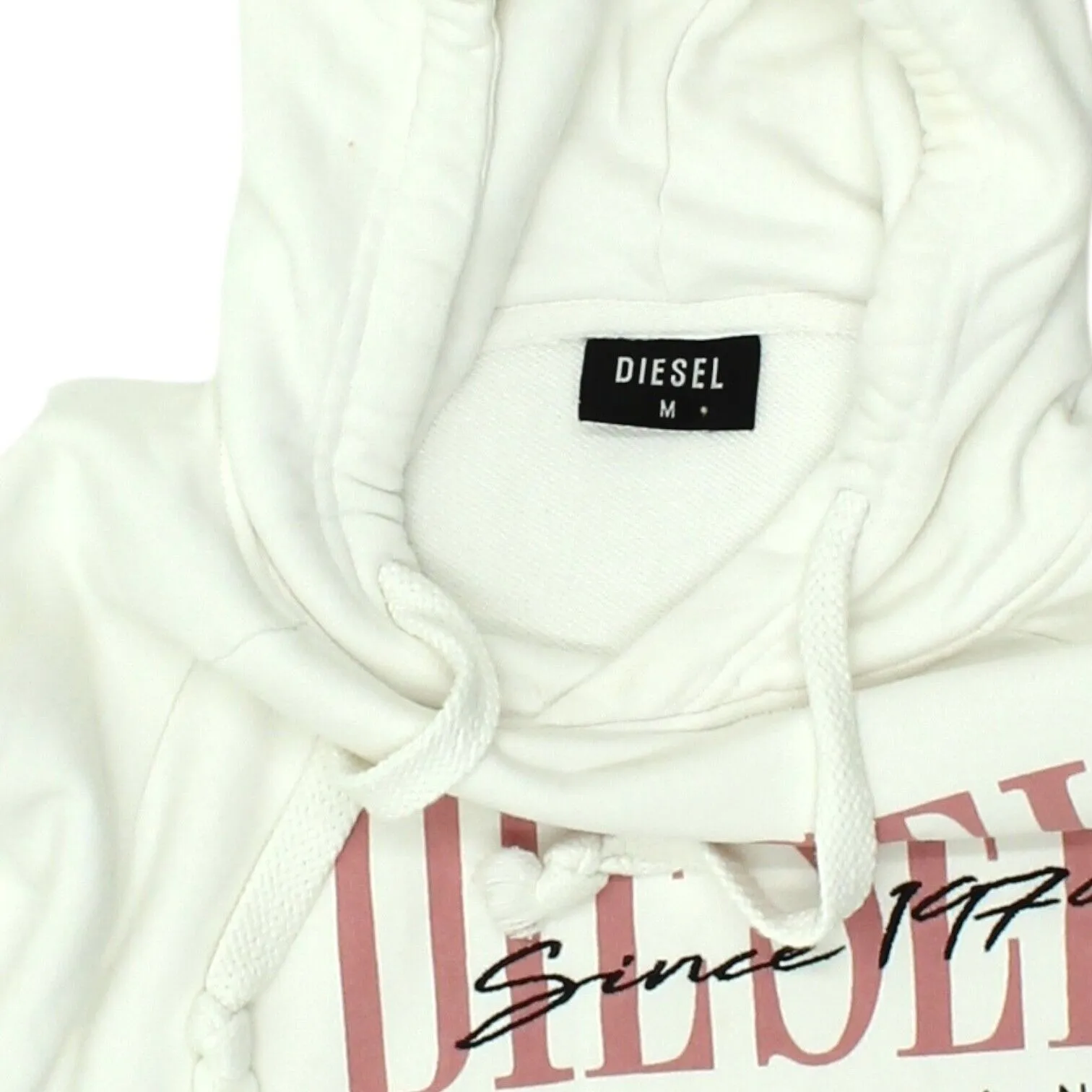 Diesel Womens White Cropped Pullover Hoodie | Casual Streetwear Hoody VTG