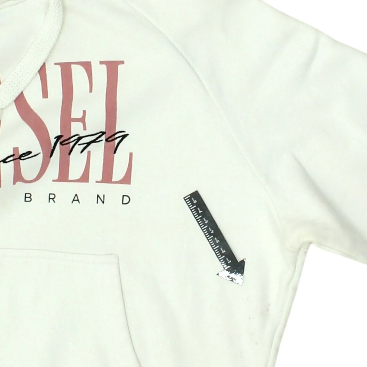 Diesel Womens White Cropped Pullover Hoodie | Casual Streetwear Hoody VTG