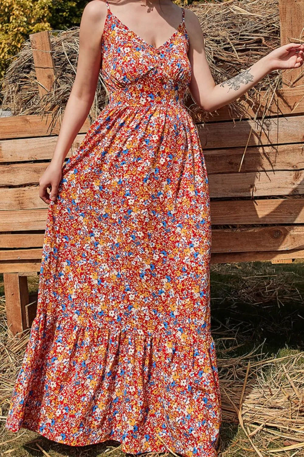 Ditsy Floral Spaghetti Strap Maxi Dress