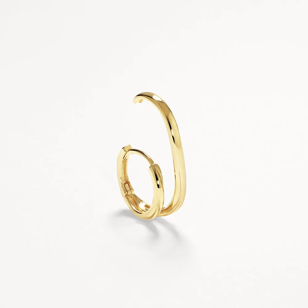 Double Lobe Cuff Huggie Earring in 10k Gold