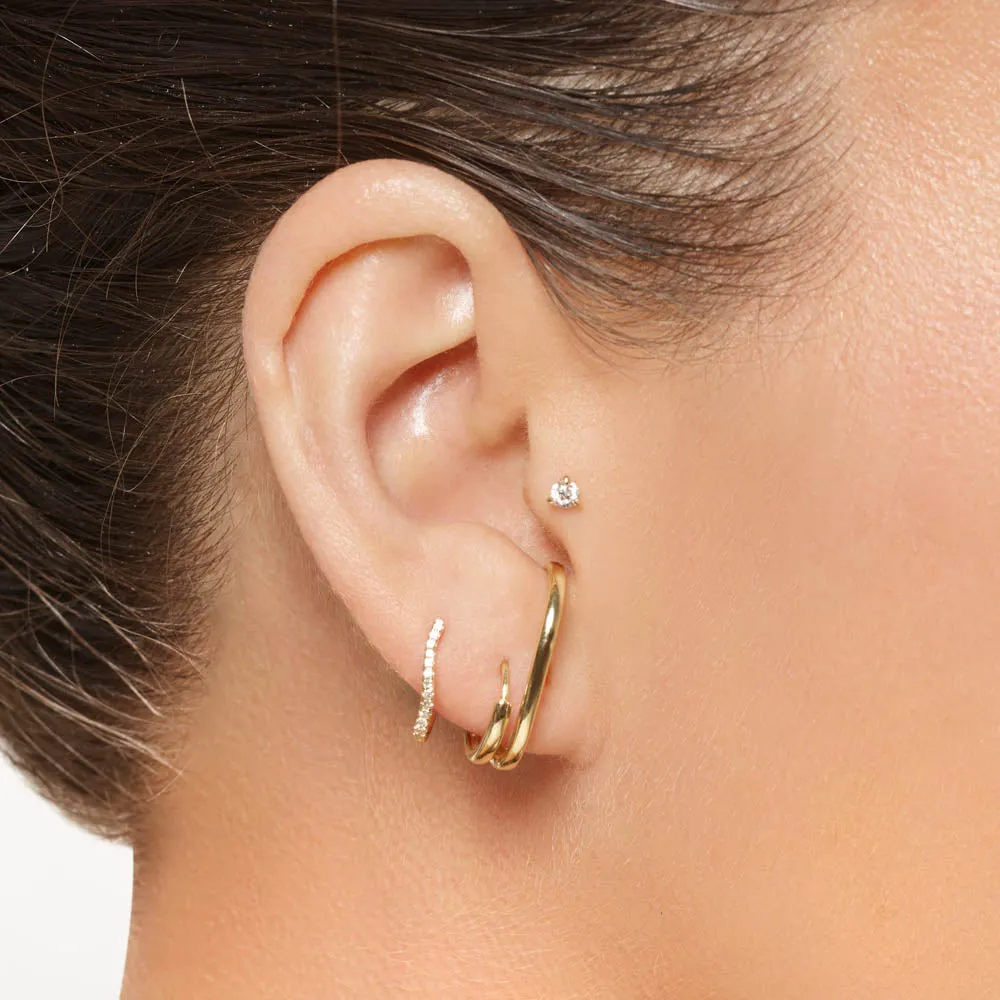 Double Lobe Cuff Huggie Earring in 10k Gold