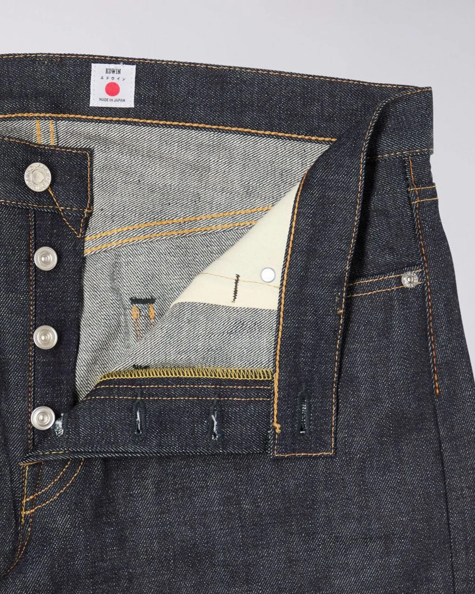 Edwin Made In Japan Regular Tapered Mens Jeans - 13.5oz Kaihara Dark Pure Indigo Rainbow Selvage Denim / Blue Unwashed