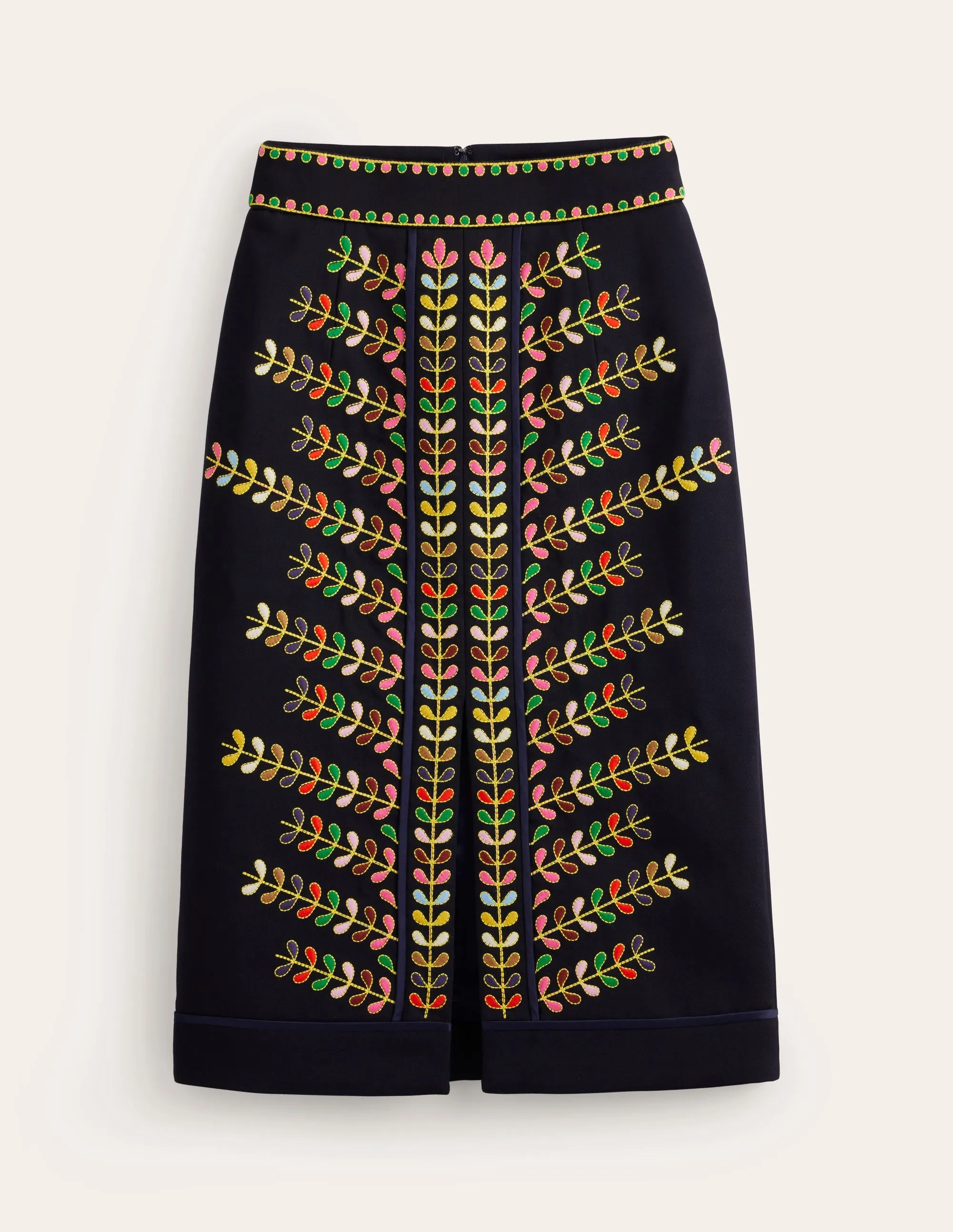 Embroidered Icon Skirt-Navy