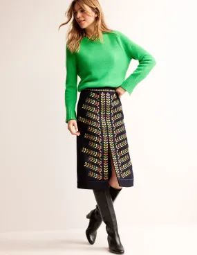 Embroidered Icon Skirt-Navy