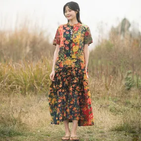 Ethnic Paneled Floral Dress