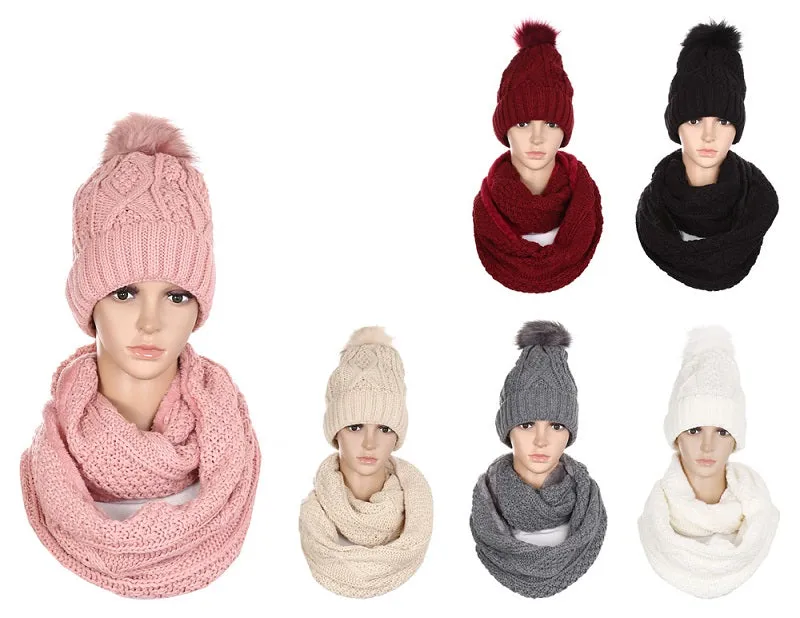 Fashion Beanie Cap with Infinity Scarf Set Wholesale