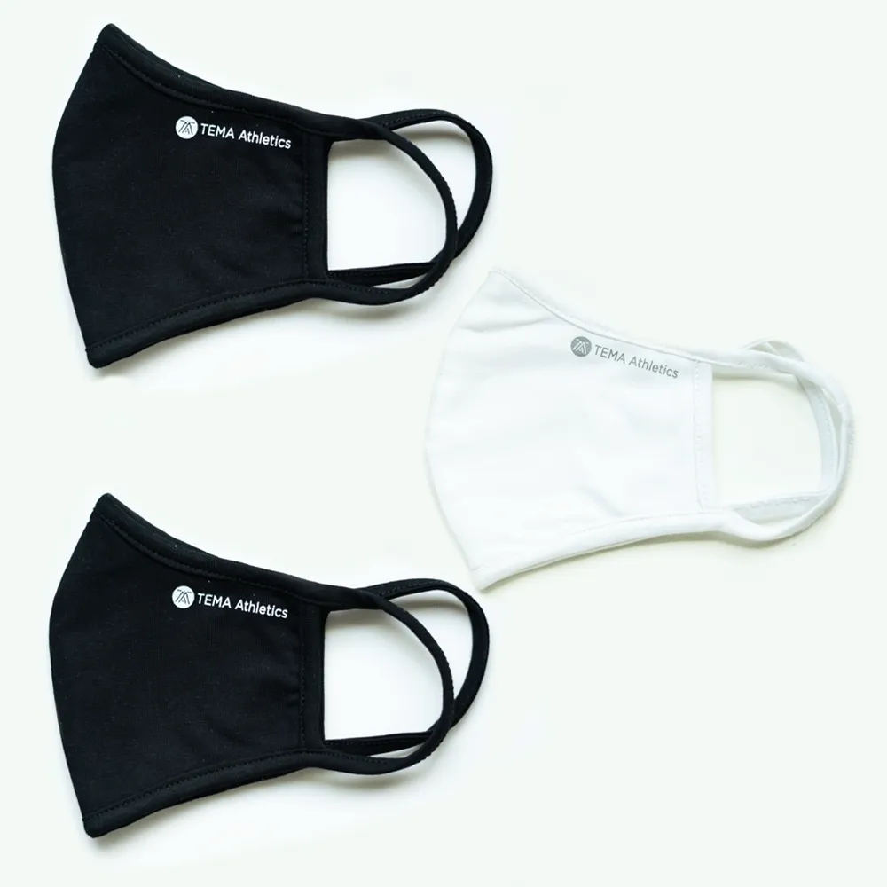 Final Sale Pack of 3 Black and White Solid Face Masks with Pocket for Removable Filter