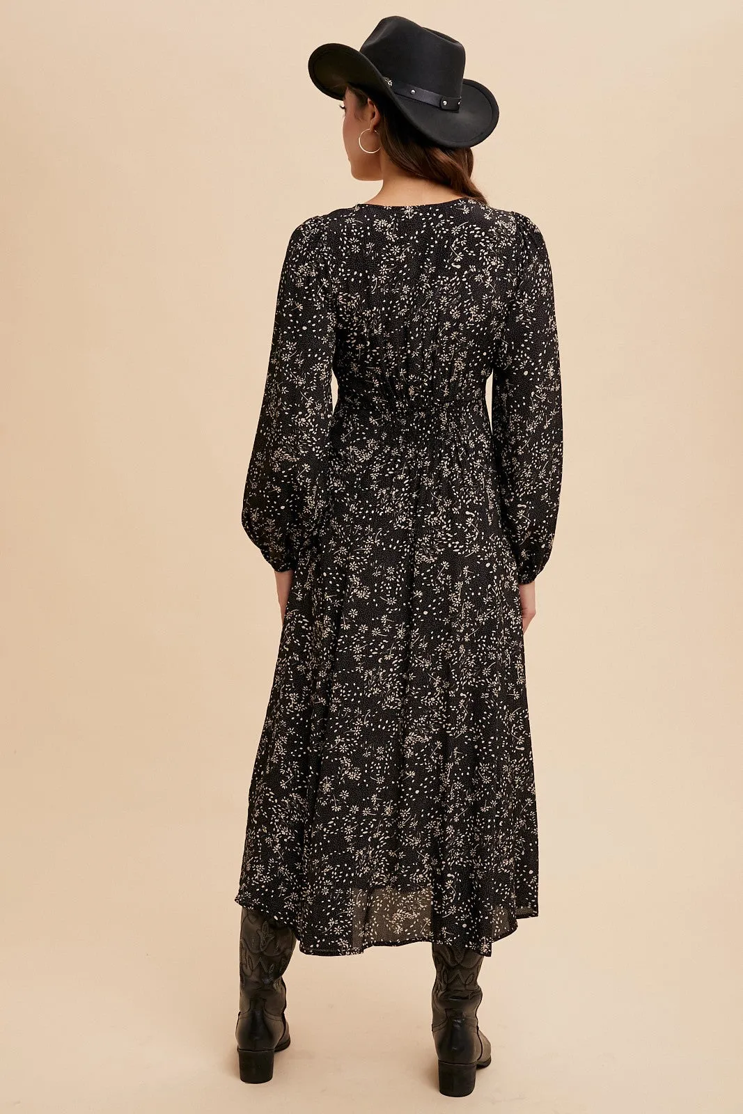 Francie Floral Button Down Maxi Dress - Black