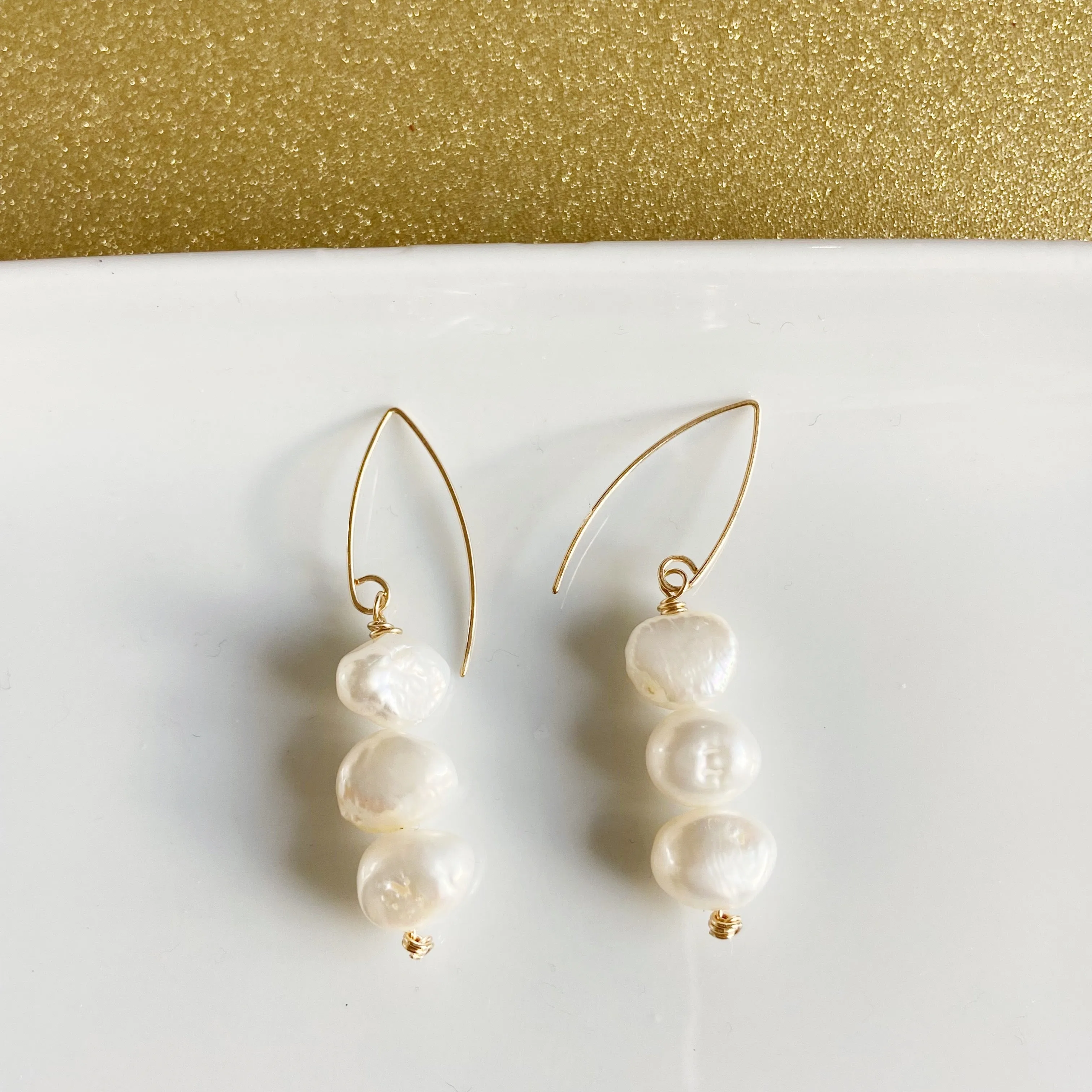 Freshwater Pearl Stack Earring in Gold