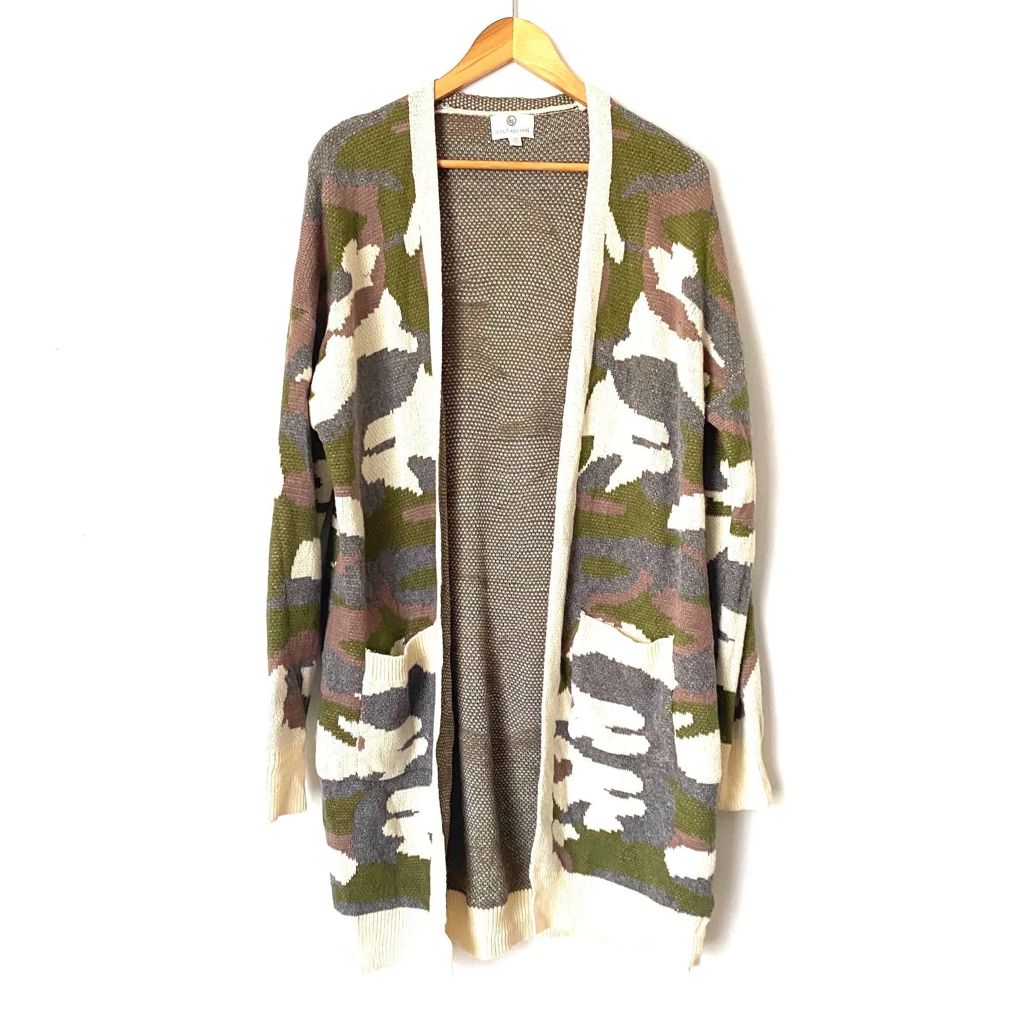 FSL Apparel Camo Open Knit Cardigan- Size M