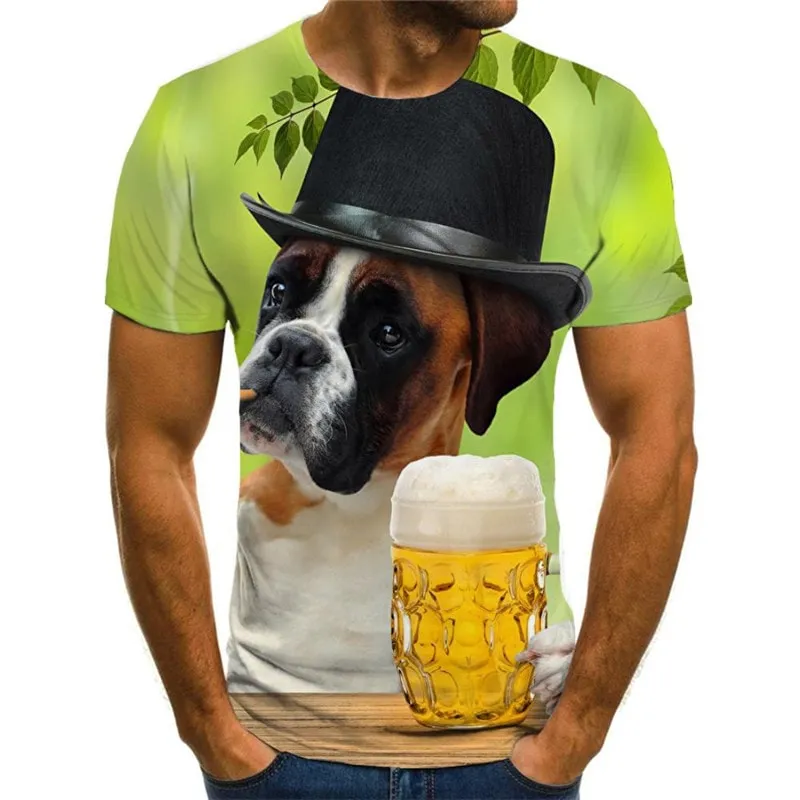 Funny dog tshirts Puppy Cute animal t shirt 3D art costume male Cool big Smart dogs