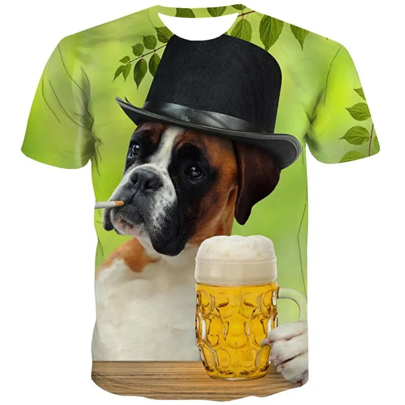 Funny dog tshirts Puppy Cute animal t shirt 3D art costume male Cool big Smart dogs