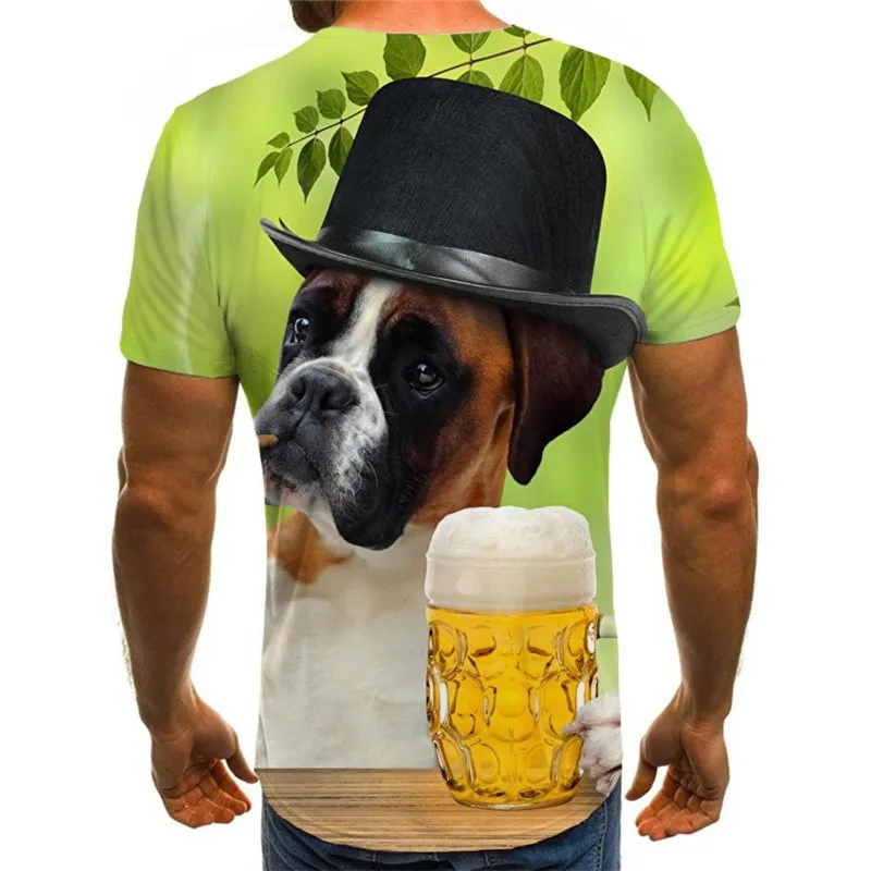 Funny dog tshirts Puppy Cute animal t shirt 3D art costume male Cool big Smart dogs