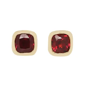 Garnet Cushion Studs