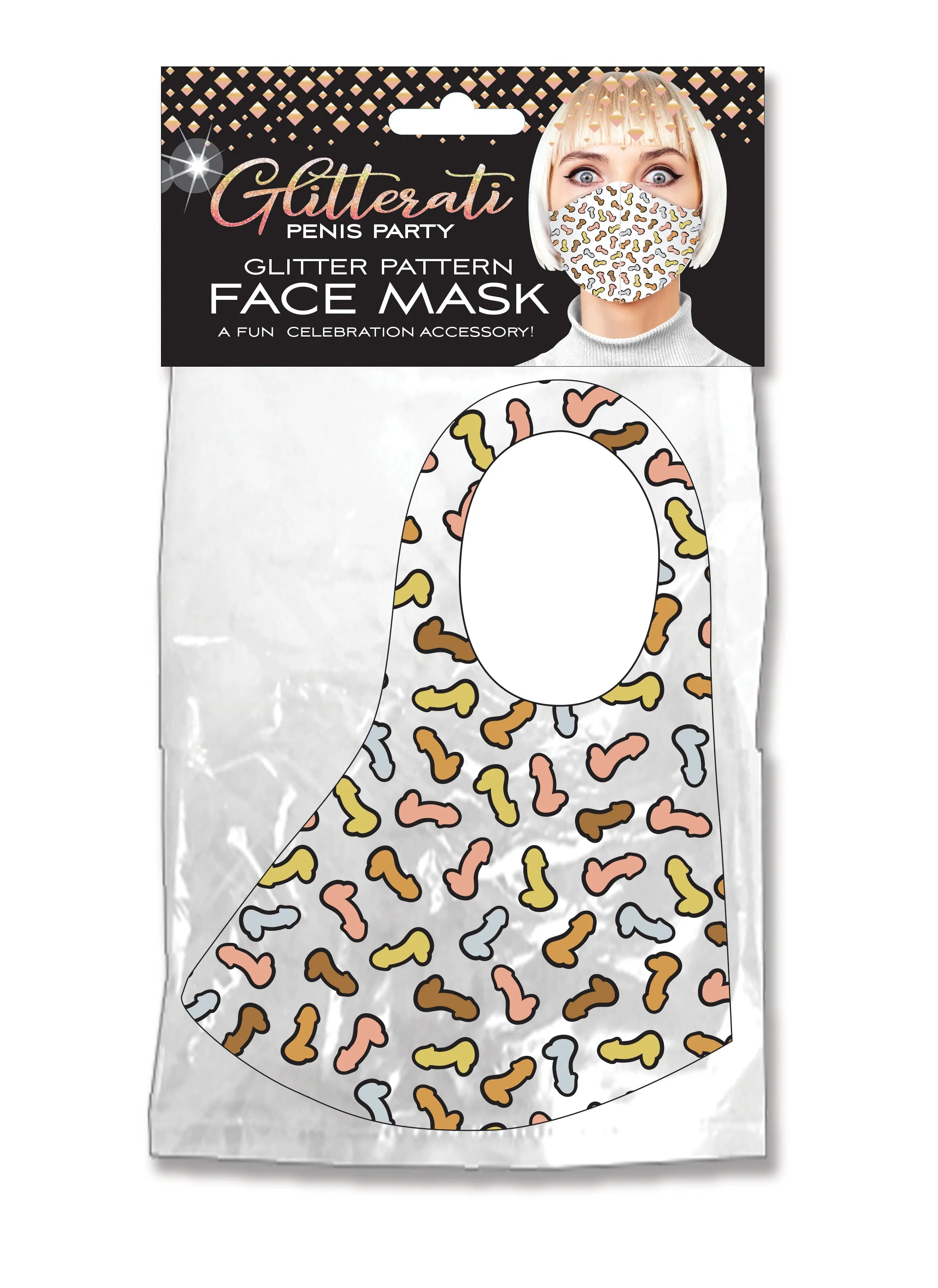 Glitterati Penis Party Glitter Pattern Face Mask