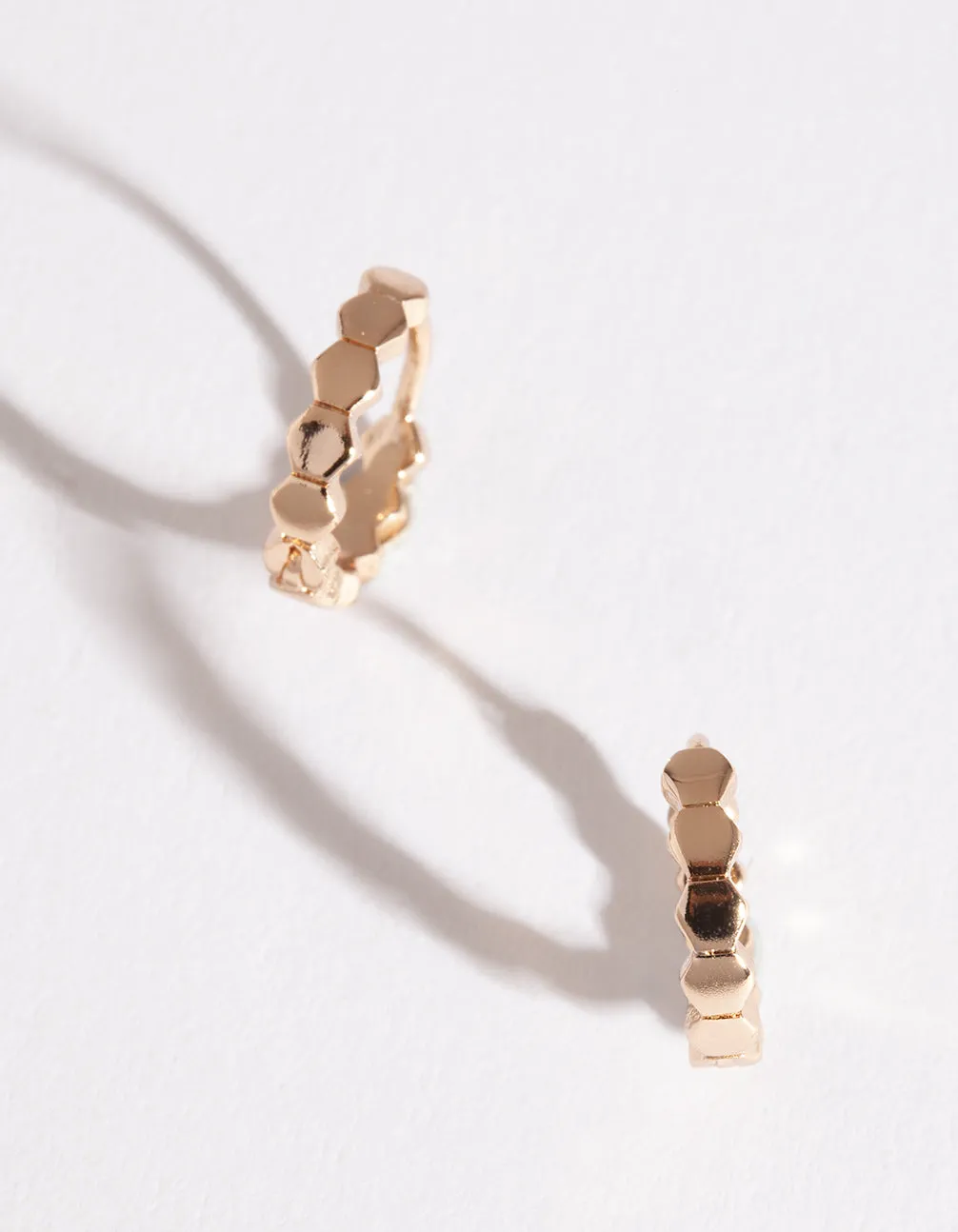 Gold Beehive Huggie Earrings