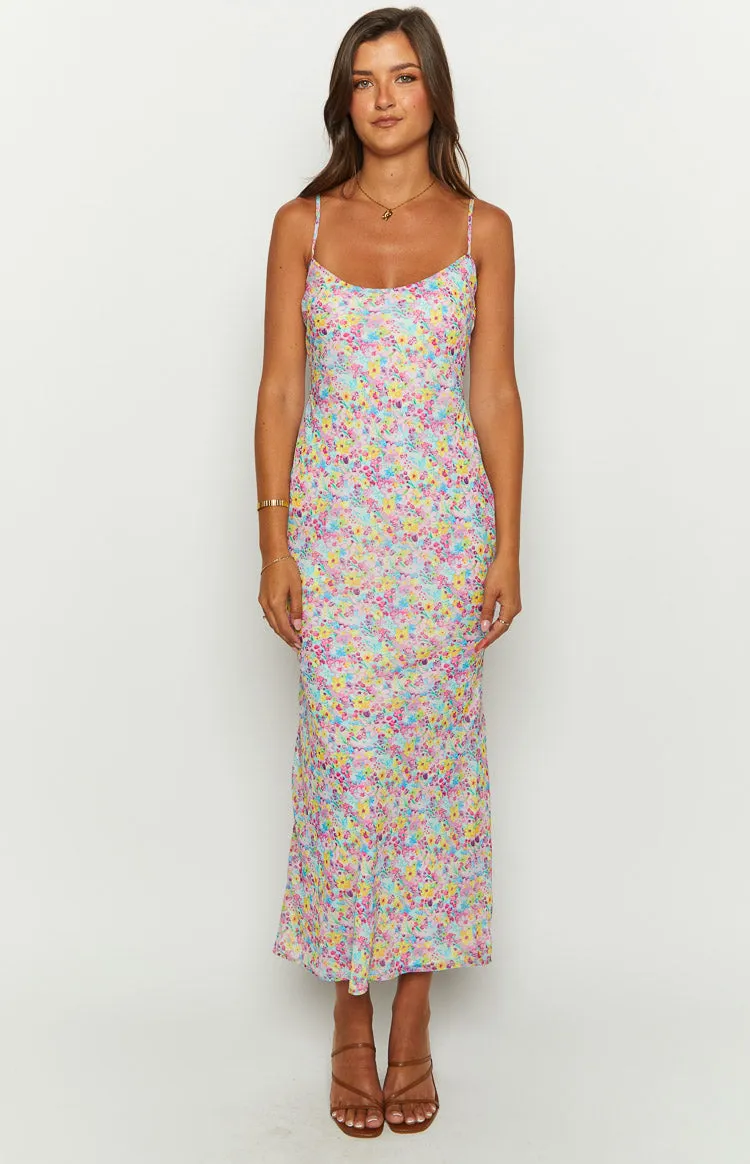 Good Days Painted Floral Pink Maxi Dress