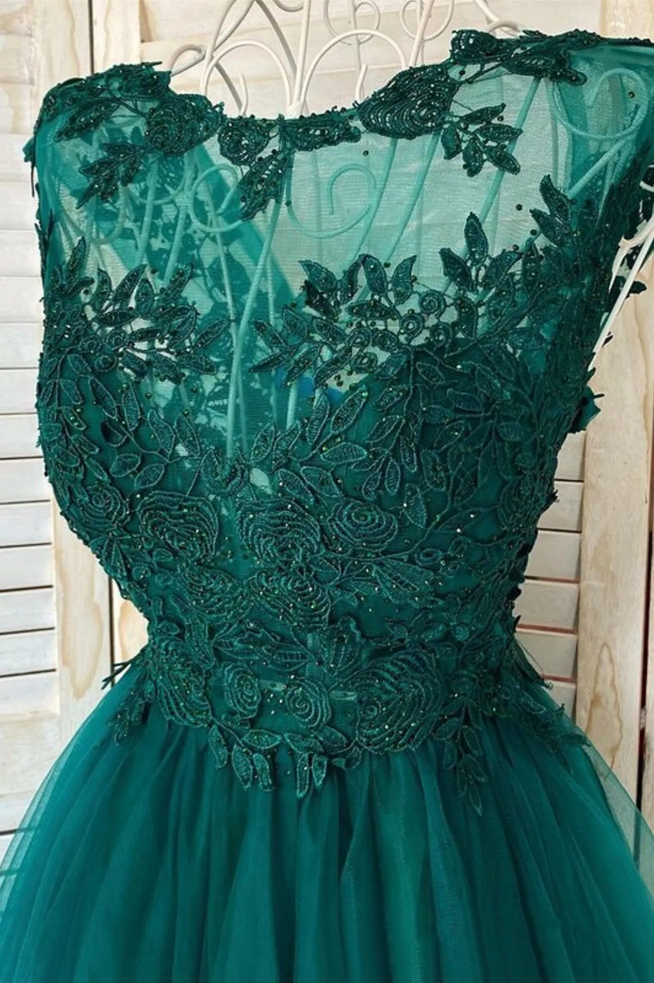 Green Lace Short Prom Dress, A-Line Homecoming Dress