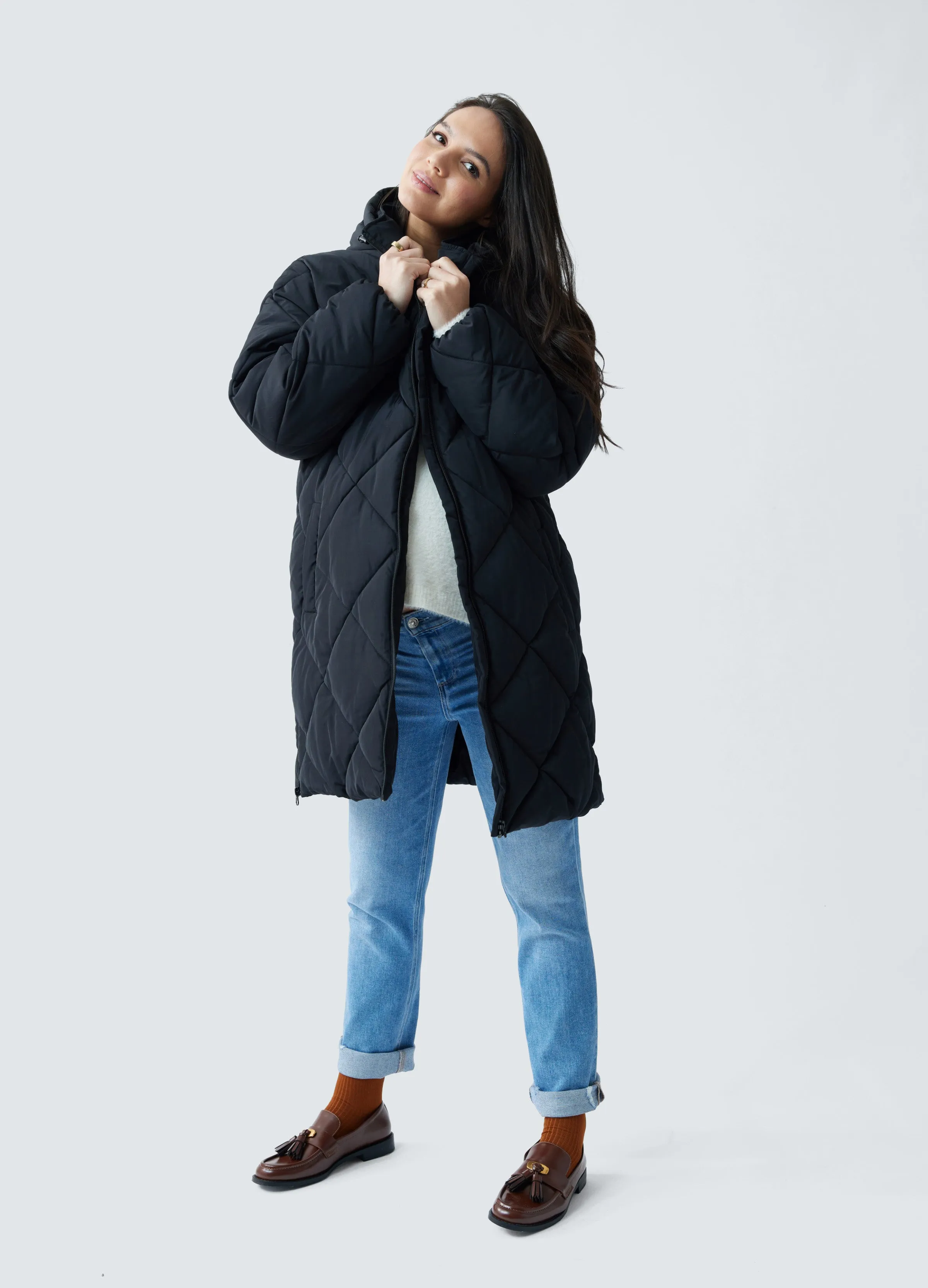 Grow With You Maternity Hooded Long Parka Jacket