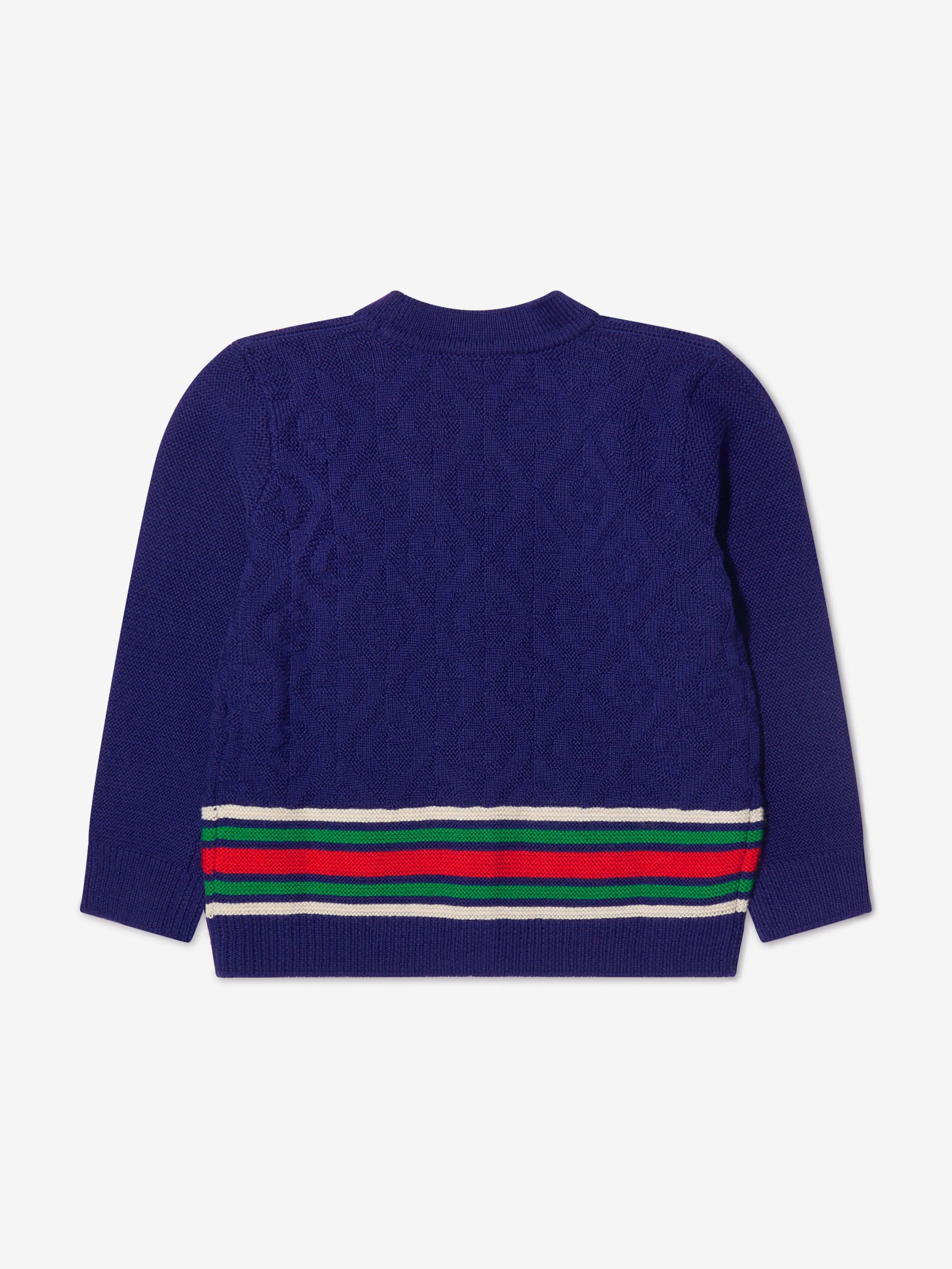 Gucci Baby Boys Wool GG Link Striped Cardigan