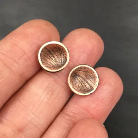 Handmade Copper & Sterling Silver Stud Earrings with Moth Insect Wing Patterns