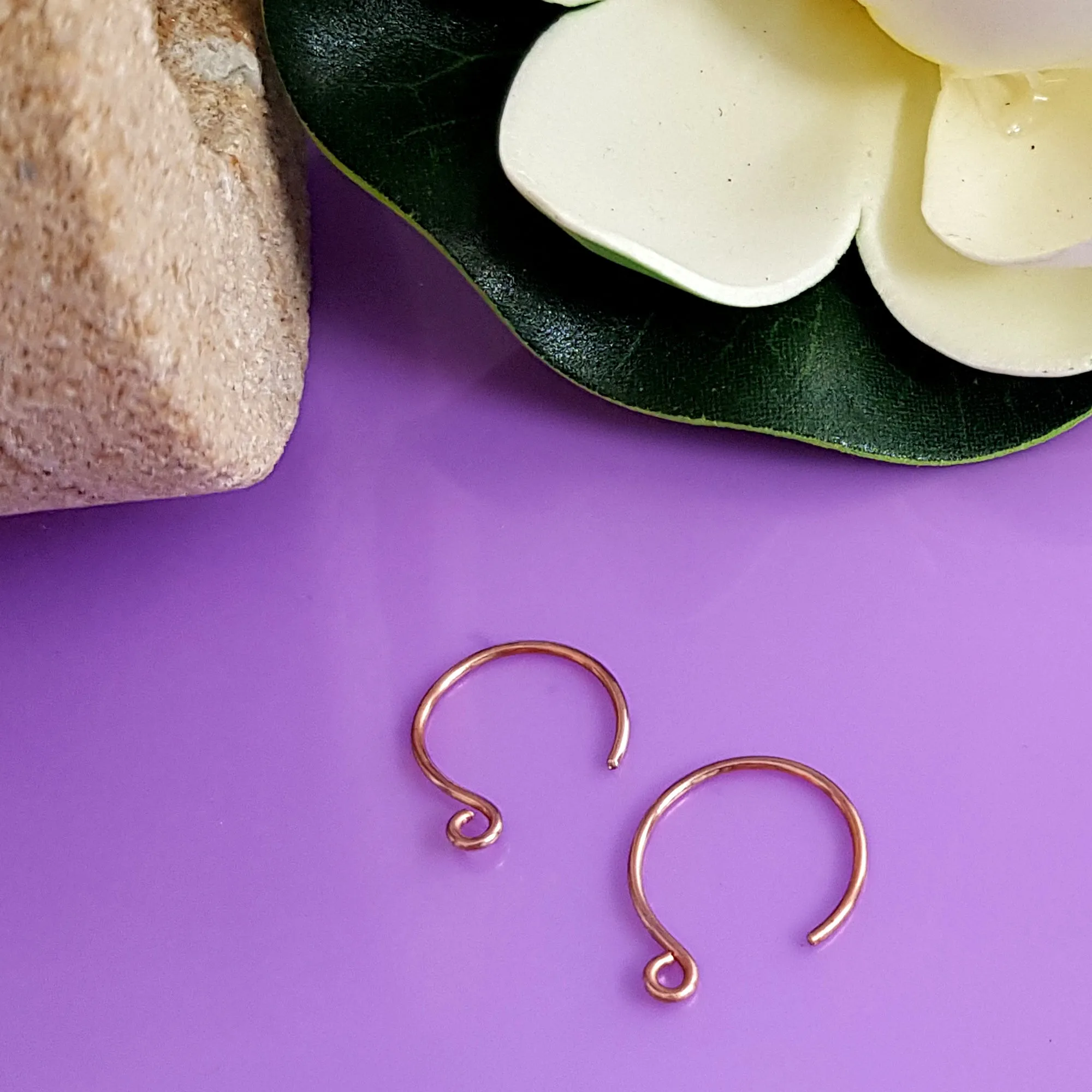 Handmade Copper Circle Ear Wires/Hooks - Jewellery Making Supply (F-C007/EH3) BULK (6 pcs)