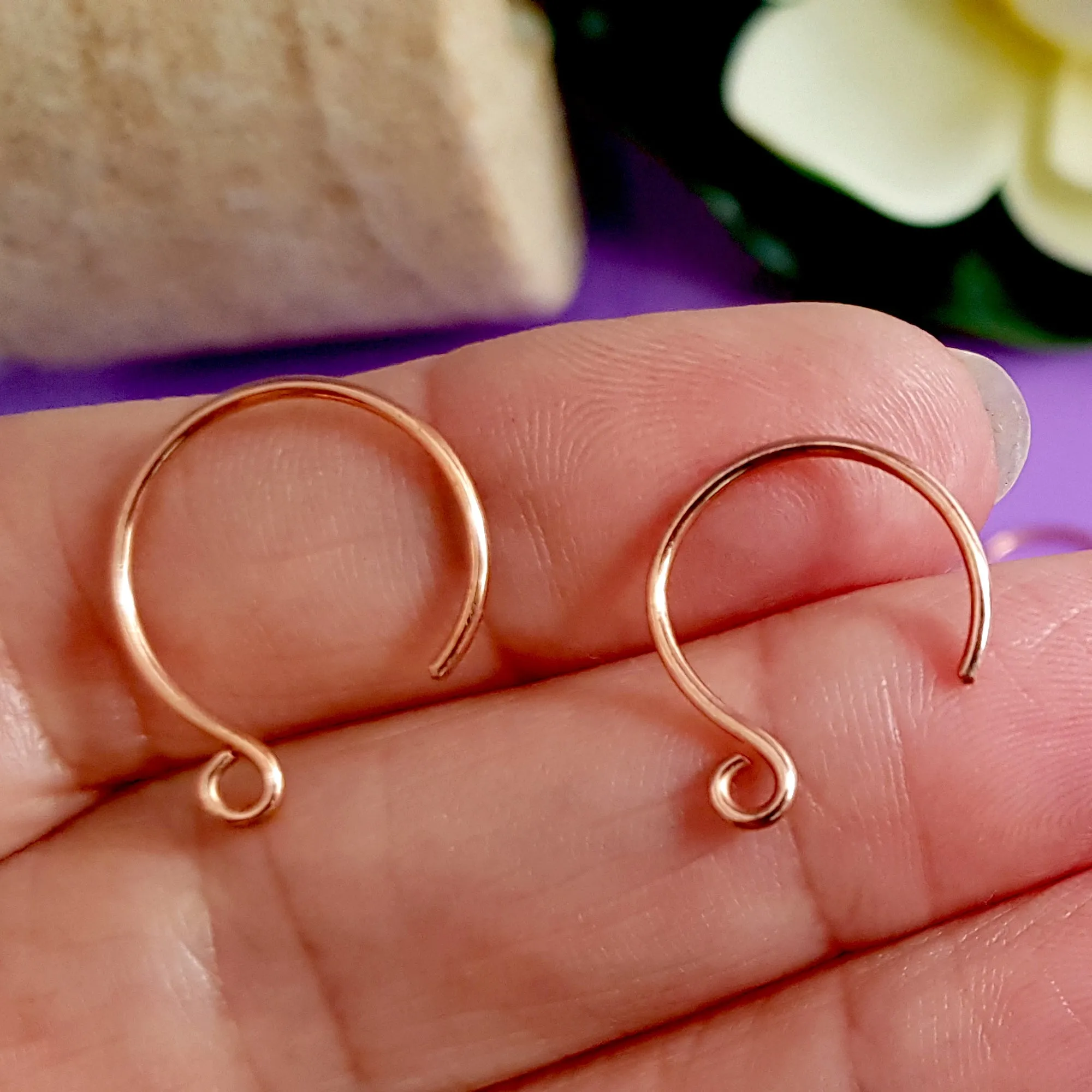 Handmade Copper Circle Ear Wires/Hooks - Jewellery Making Supply (F-C007/EH3) BULK (6 pcs)