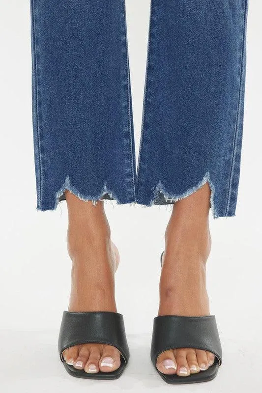 High Rise Slim Straight Blue Jeans