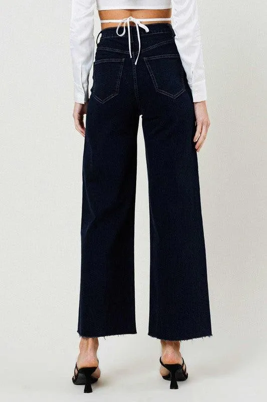 High Waisted Wide Leg Jeans Indigo Blue