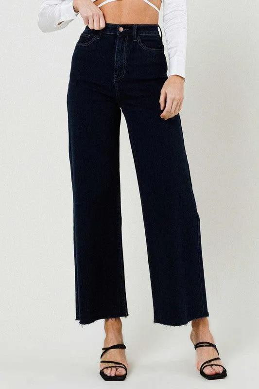 High Waisted Wide Leg Jeans Indigo Blue