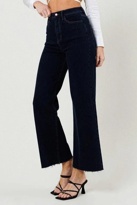 High Waisted Wide Leg Jeans Indigo Blue