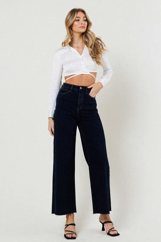 High Waisted Wide Leg Jeans Indigo Blue