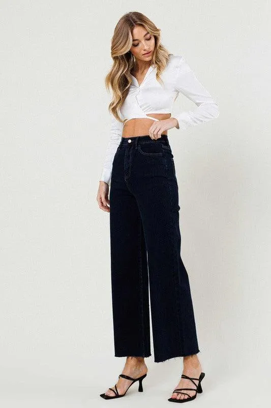 High Waisted Wide Leg Jeans Indigo Blue