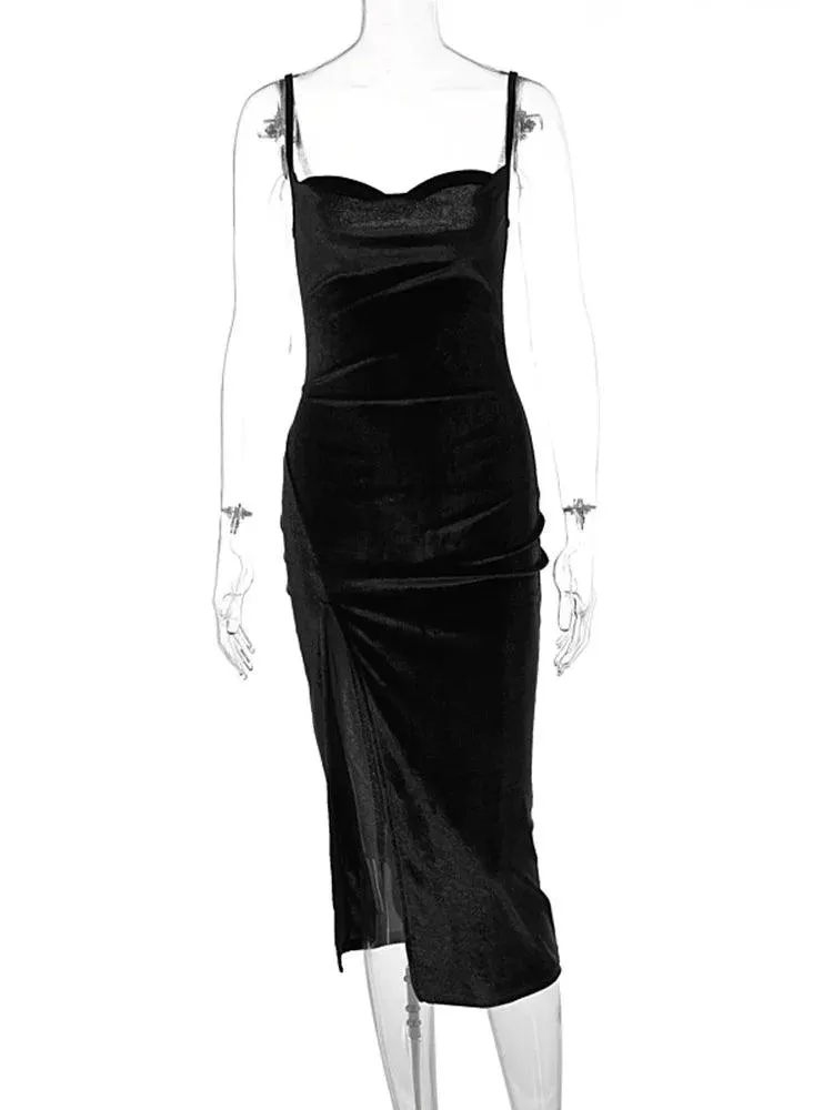 Hugcitar Velvet Swing Maxi Dress: Stylish Eveningwear for Women