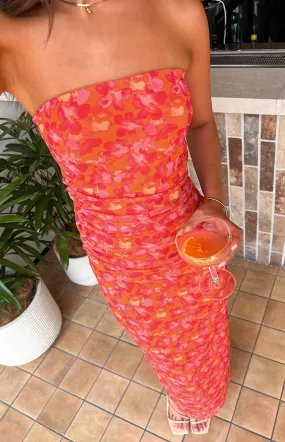 Imogen Orange Floral Print Maxi Dress