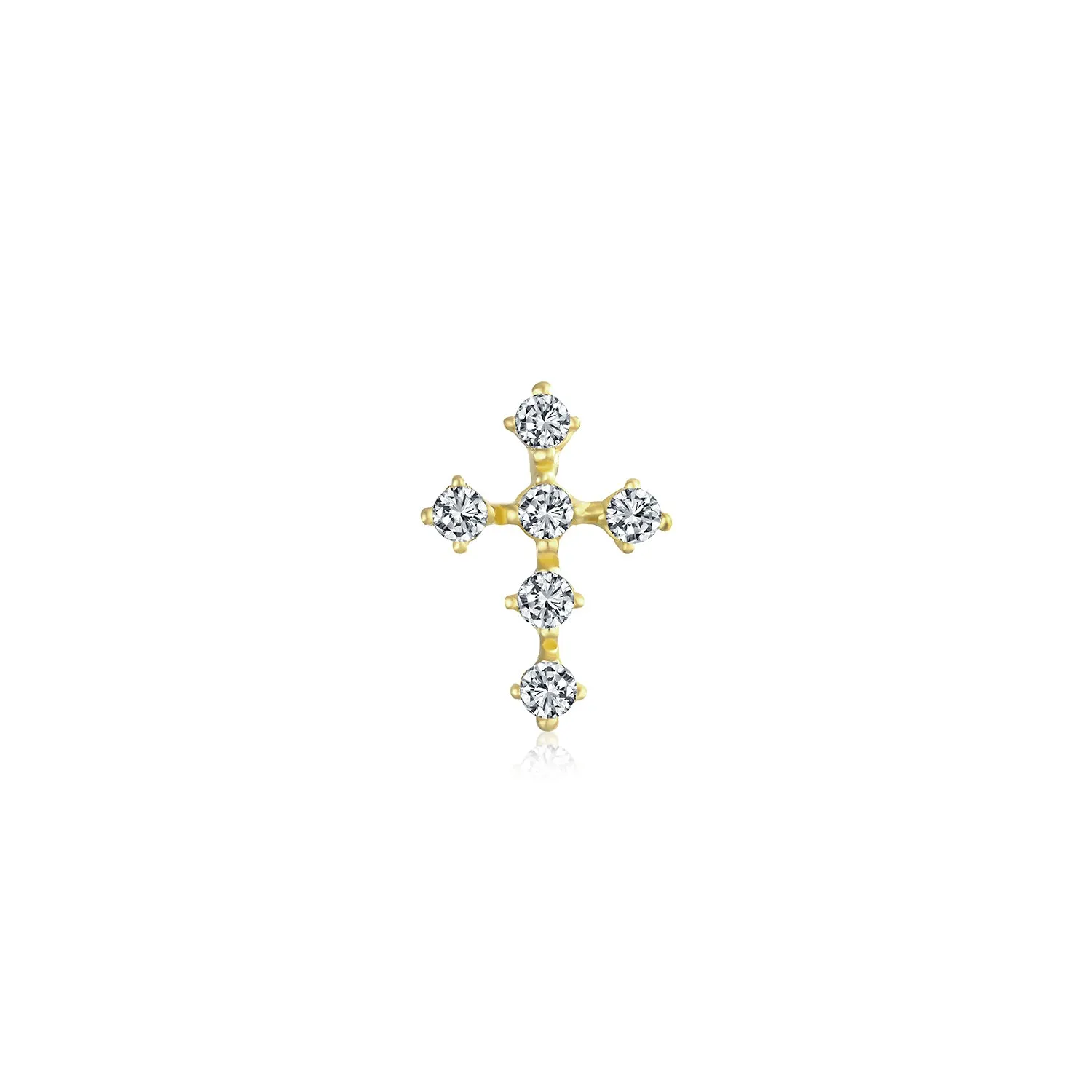 Jesus Fish Virgin Mary Cross Cartilage 1PC Earring 14K Gold Screwback