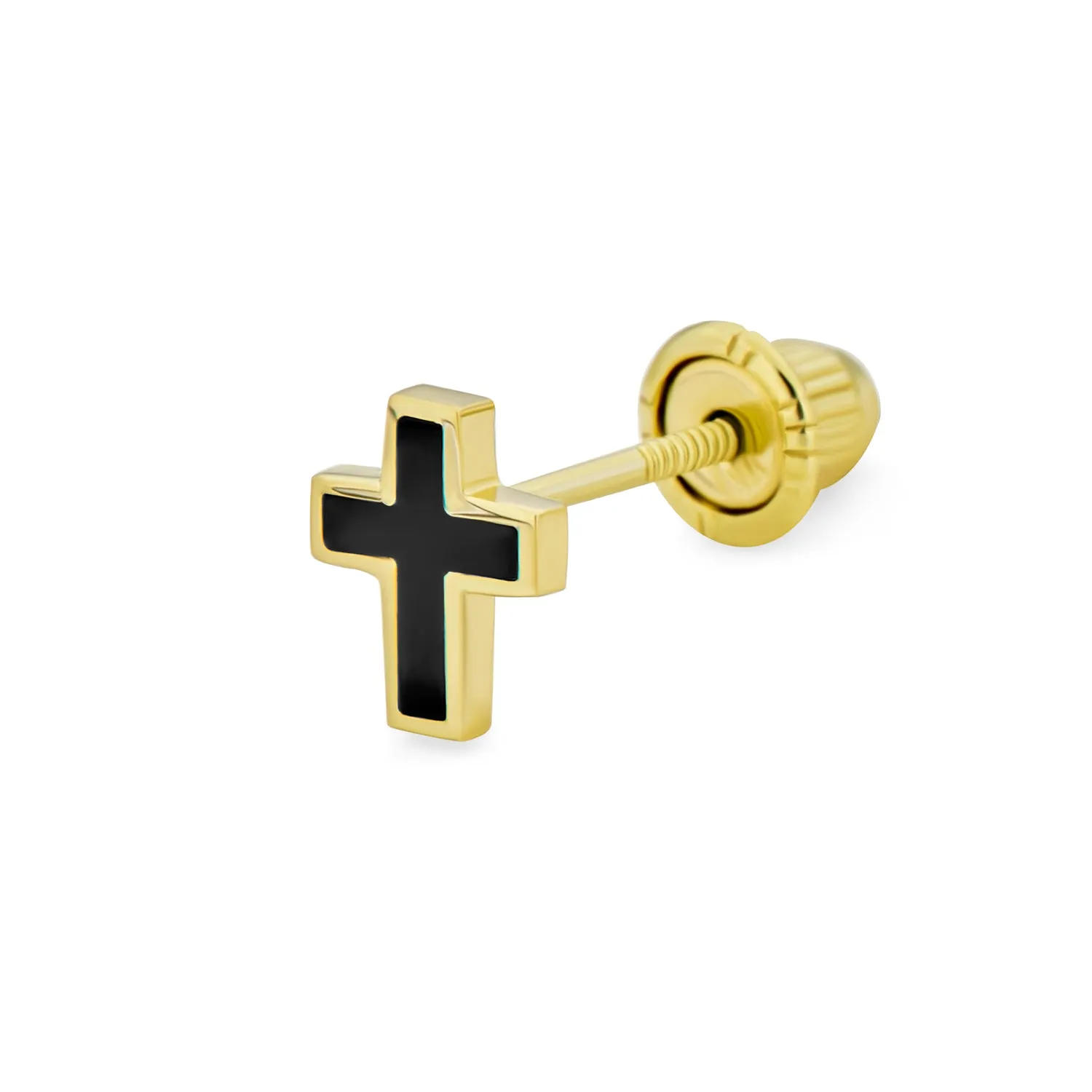 Jesus Fish Virgin Mary Cross Cartilage 1PC Earring 14K Gold Screwback