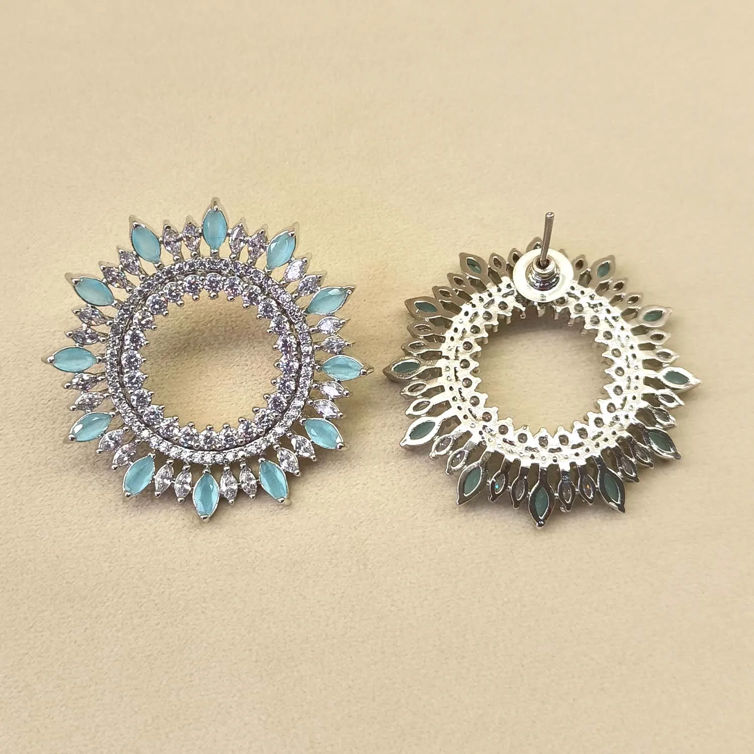 Kayra Sky Blue American Diamond Silver Plated Tops