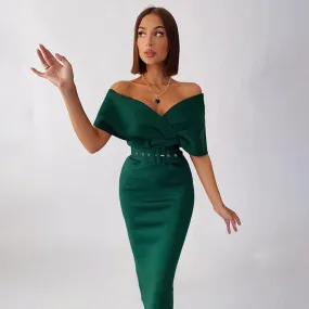 Kimberly Belted Dress: Green