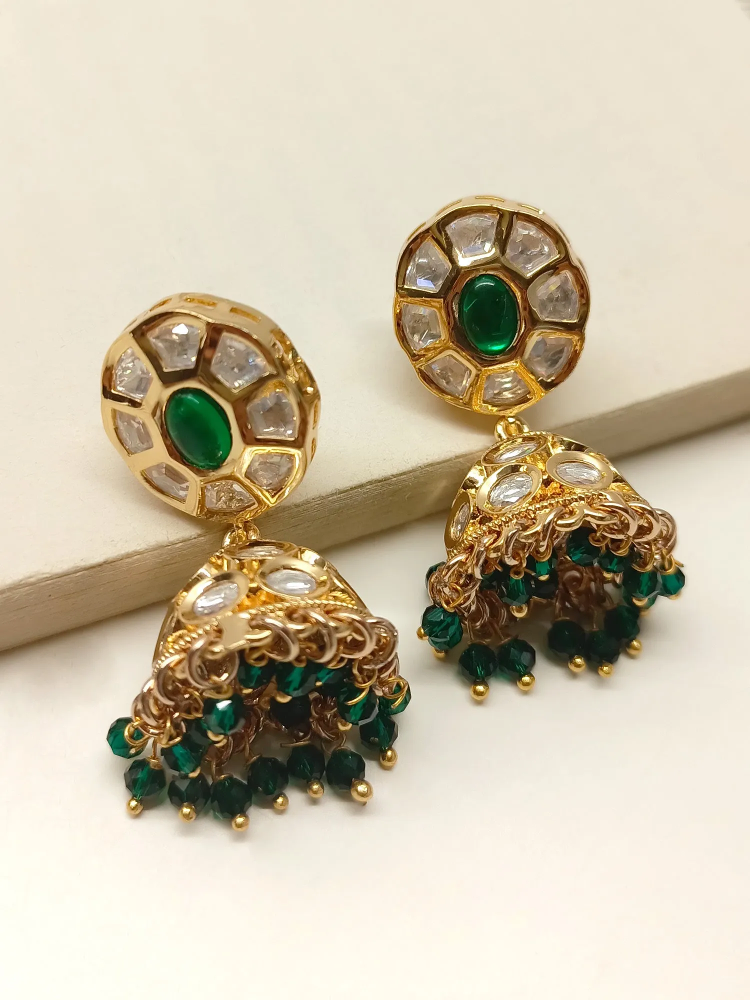 Kimora Green Kundan Jhumki