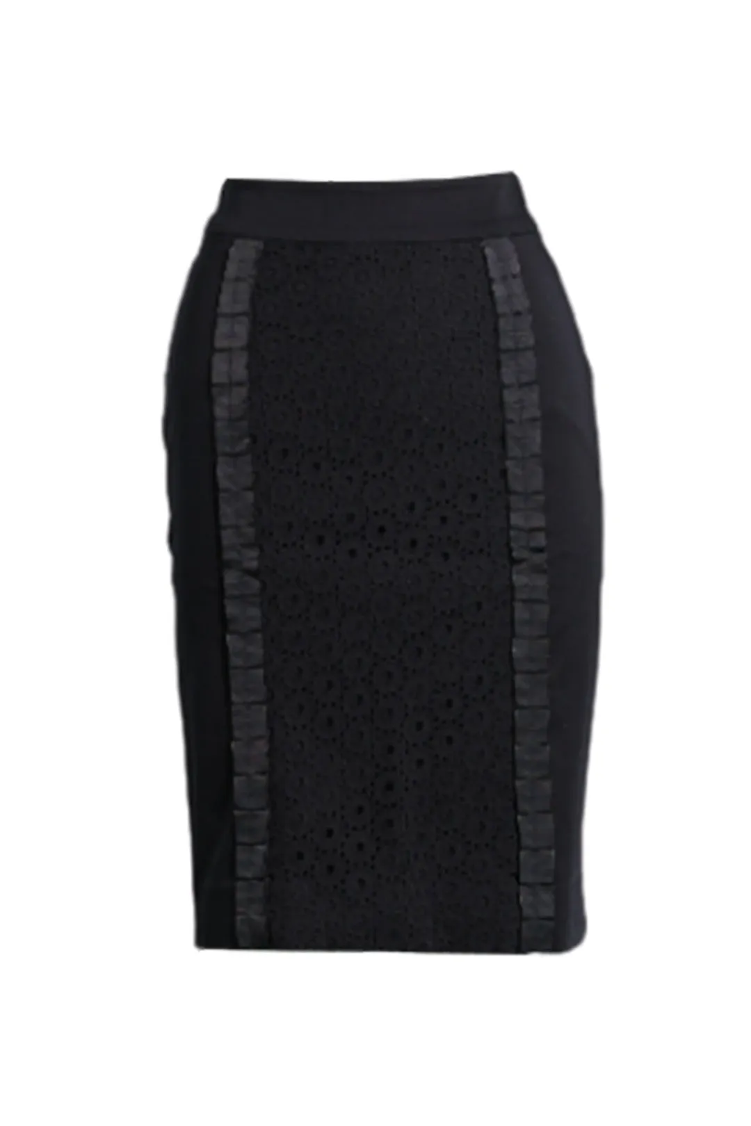 Lace Detail Black Pencil Skirt