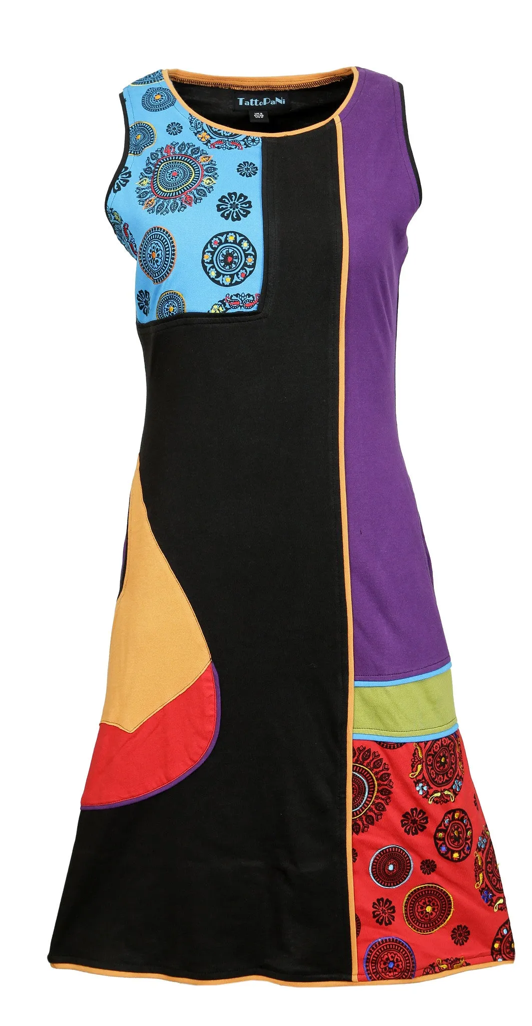 ladies-sleeveless-dress-with-coloful-patch-and-embroidery-design-kusum