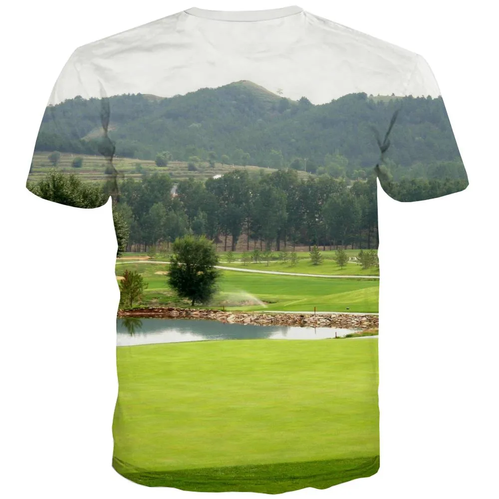 Lawn T-shirt Men Golf T-shirts Graphic Forest Tshirts Casual Natural Tshirts Cool Game Shirt Print