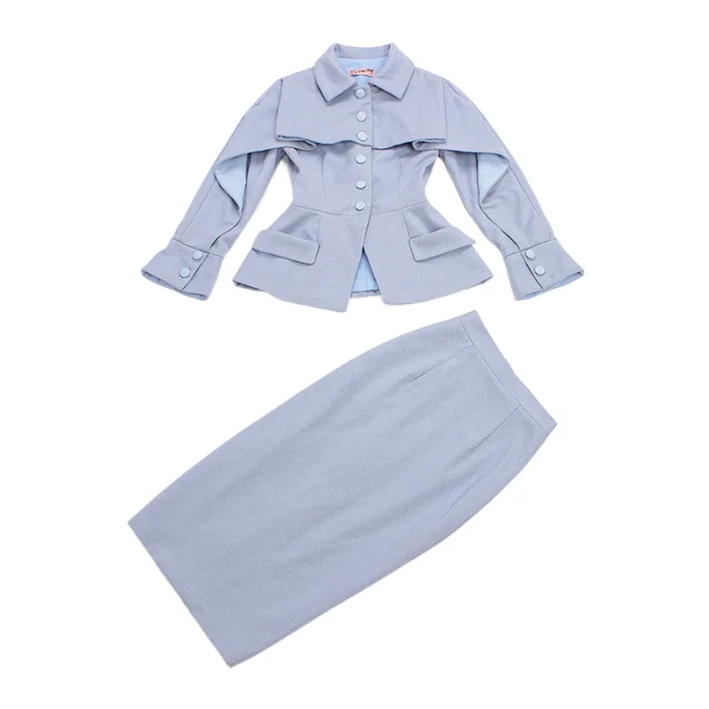 Le Palais Vintage elegant 50s pictorial girl baby blue furni set - trew