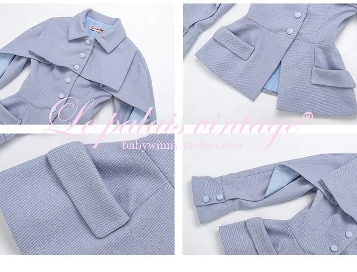 Le Palais Vintage elegant 50s pictorial girl baby blue furni set - trew