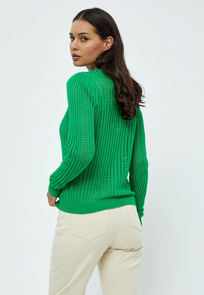 Libby Round Neck Knit Cardigan - Bright Green