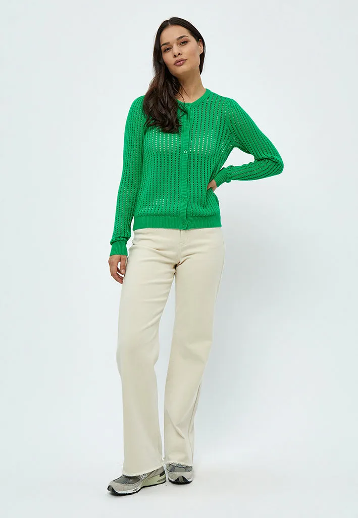 Libby Round Neck Knit Cardigan - Bright Green