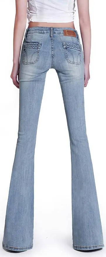 Low-Rise Flared-Leg Jeans - Light or Dark Wash