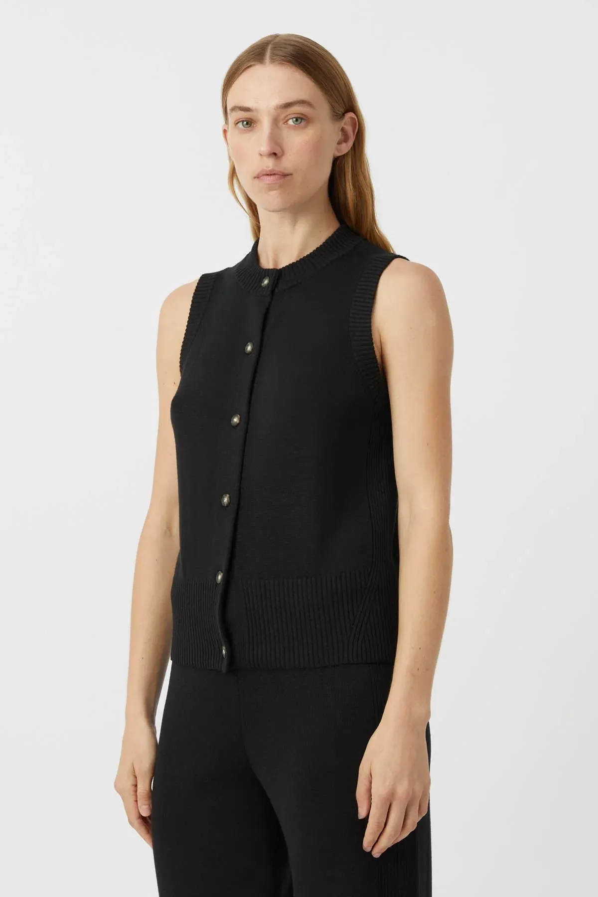 Macie Sleeveless Cardi | Black