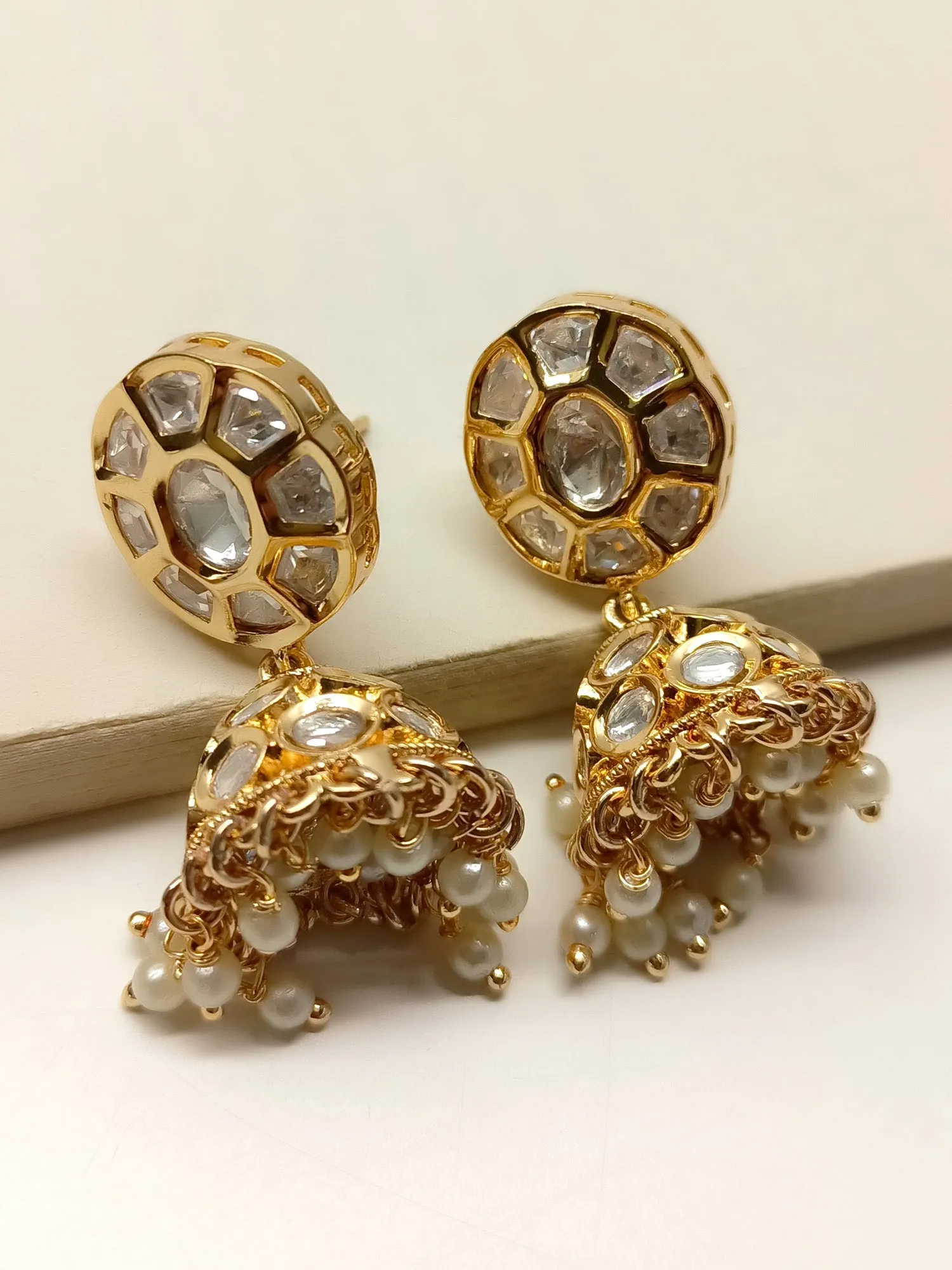 Madison White Kundan Jhumki